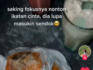 Demam Ikatan Cinta Penjual Seblak Masak Sambil Nonton TV