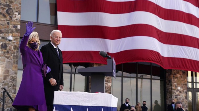 President-elect Joe Bidens wife Jill Biden waves as she attends an event at the Major Joseph R. 