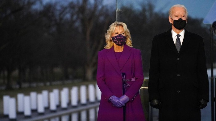 President-elect Joe Bidens wife Jill Biden waves as she attends an event at the Major Joseph R. Beau Biden III National Guard/Reserve Center, Tuesday, Jan. 19, 2021, in New Castle, Del. (AP Photo/Evan Vucci)