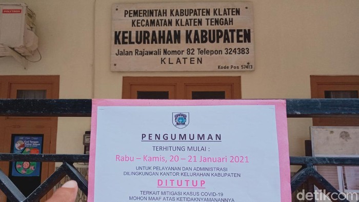 Kantor Kelurahan Kabupaten di Klaten tutup gara-gara ada staf kena Corona