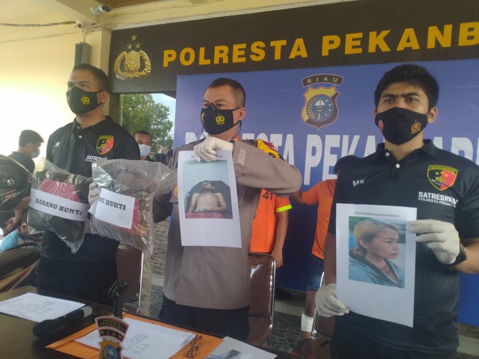 Konferensi pers penyiraman air keras di Polresta Pekanbaru (Raja Adil-detikcom)