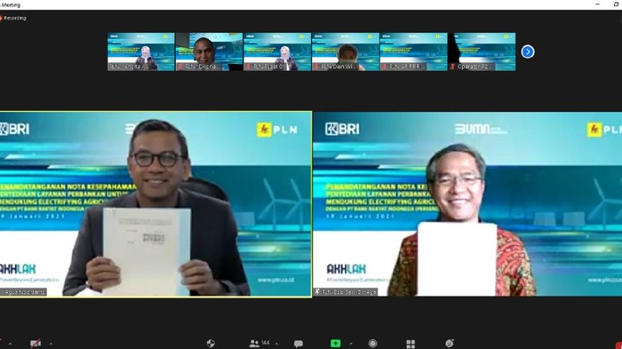 PT Bank Rakyat Indonesia (Persero) Tbk (BBRI) menjalin kerja sama dengan PT PLN (Persero) untuk mendukung program elektrifikasi di sektor pertanian.