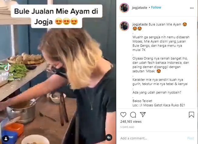 Viral Bule Jualan Mie Ayam di Yogyakarta, Ini Kisahnya