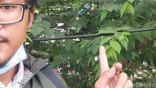 Kabel setinggi leher di Jl Merpati Raya, Ciputat, 12 Januari 2021. (Taufieq Renaldi Arfiansyah/detikcom)