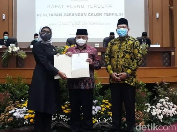 KPU Kabupaten Malang Tetapkan Paslon Bupati dan Wakil Bupati Malang Terpilih