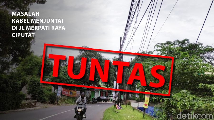Masalah kabel menjuntai di Jl Merpati Raya, Ciputat, tuntas. (Mindra Purnomo/detikcom)