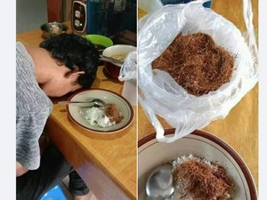 Ngakak! Pria Ini Lahap Tembakau Kering yang Dikira Abon Sapi