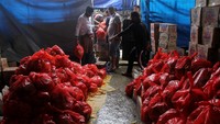 Sejumlah logistik yang telah sampai di pengungsian pun mulai dibagikan kepada korban terdampak gempa. ANTARA FOTO/Akbar Tado  