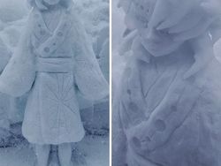 Super Keren! Seniman Jepang Bikin Patung Anime dari Salju