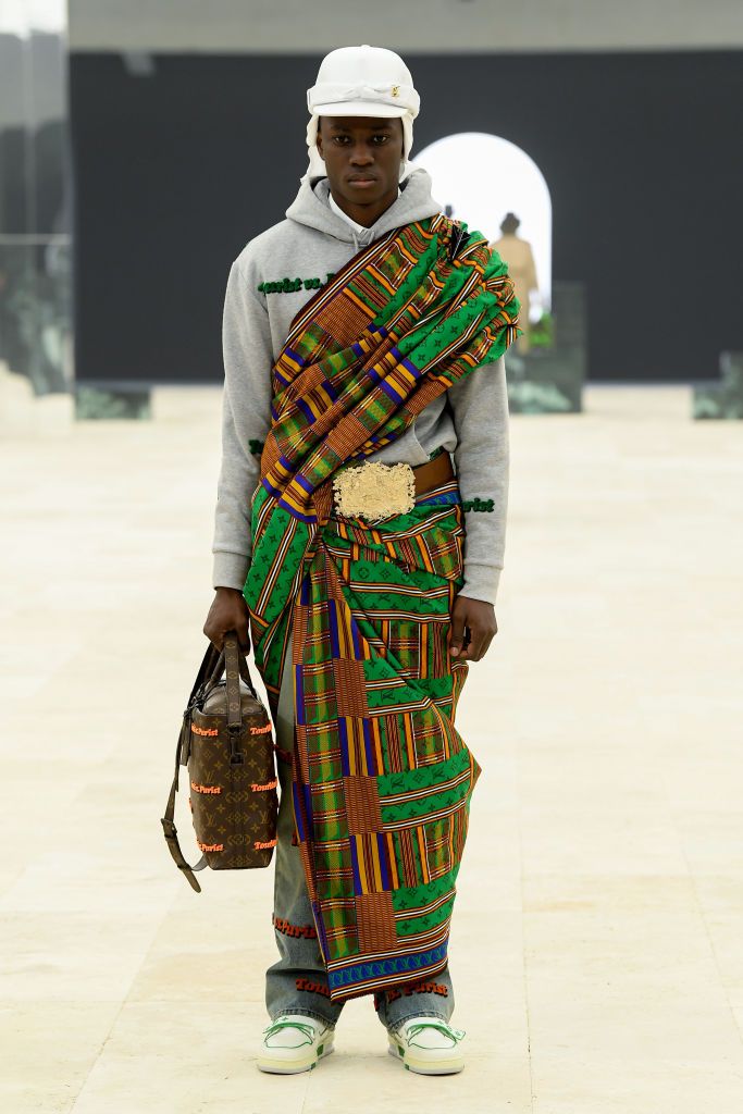 PARIS, FRANCE - JANUARY 20: In this image released on January 21st, a model walks the runway during the Louis Vuitton Menswear Fall/Winter 2021-2022 show as part of Paris Fashion Week on January 20, 2021 in Paris, France. (Photo by Pascal Le Segretain/Getty Images for ABA)
