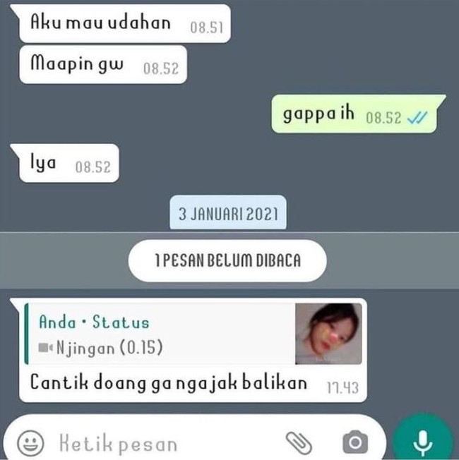 Dia yang minta putus tapi dia juga yang berharap buat diajak balikan. Ada yang begini juga nggak nih? Foto: Instagram/@koccak.parah.id