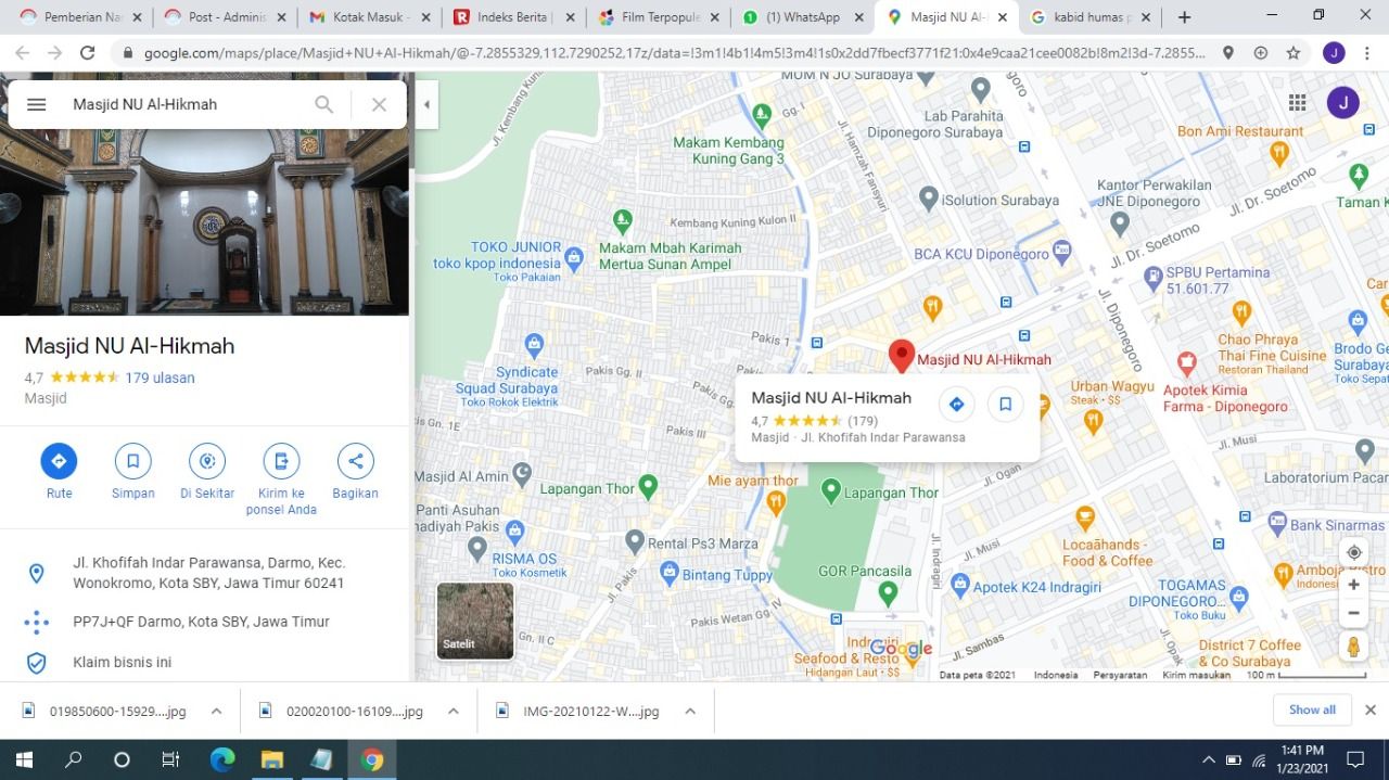 Nama Gubernur Jatim Khofifah Indar Parawansa muncul di google map. Namanya muncul sebagai nama salah satu jalan di Surabaya.