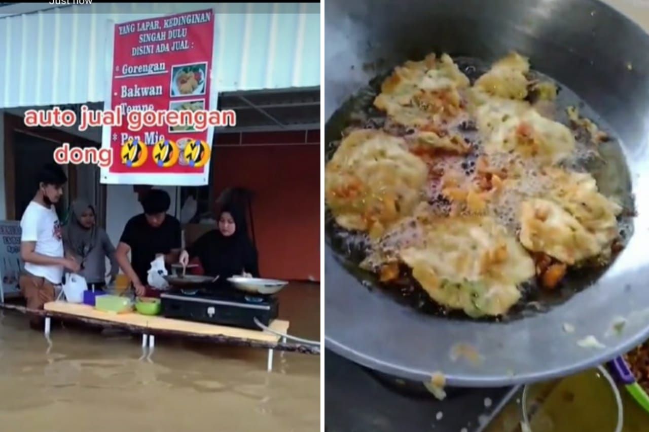 Warung Nekat Jualan Walau Banjir