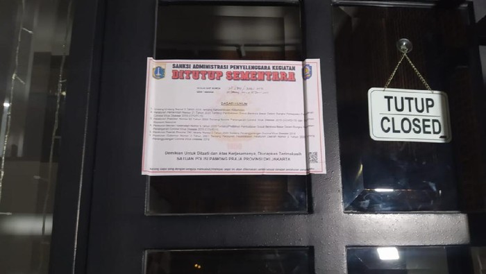 Odin Cafe di Senopati dan Boca Rica di Gatsu disegel karena langgar jam operasional