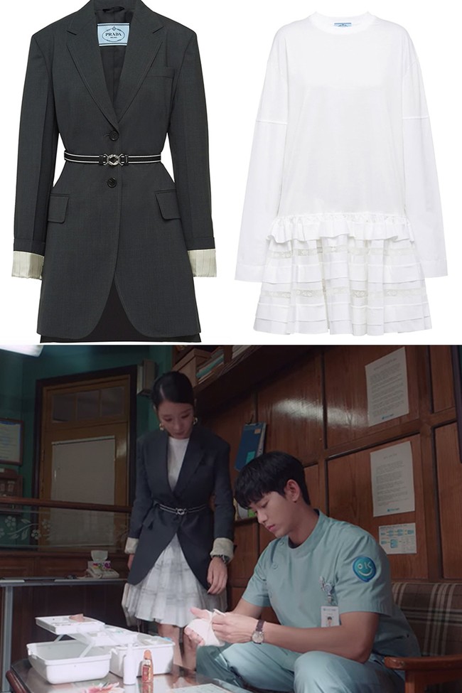 Penonton drama Korea It’s Okay Not to Be Okay kerap dibuat terpana dengan penampilan Ko Moon Young yang patut dapat gelar karakter drakor paling fashionable di 2020. Ko Moon Young yang diperankan Seo Ye Ji kerap tampil anggun seperti dalam episode 12, saat memadukan dua koleksi Prada. Blazer hitam-nya yang dibanderol Rp 31,8 juta sementara dress nya seharga Rp 27,5 juta. Foto: Dok Burberry, Netflix