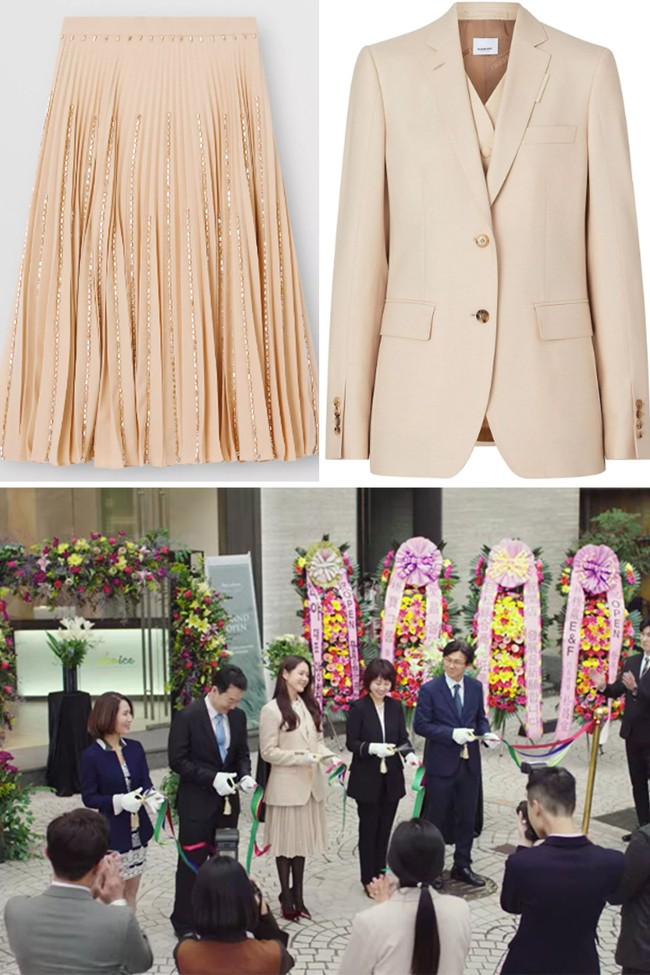 Karakter drakor yang tak kalah fashionable adalah Yoon Se Ri (pemain So Ye Jin) dari Crash Landing on You. Berperan sebagai seorang pengusaha sukses, aktris So Ye Jin selalu tampil elegan dalam tiap episode. Seperti dalam episode 2, karakter Yoon Se Ri mengenakan blazer dan skirt berwarna senada saat peluncuran Seri’s Choice. Masing-masing outfit dari koleksi BURBERRY ini dijual seharga Rp 32,9 juta dan Rp 58,7 juta. Foto: Dok Burberry, Netflix
