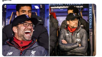 Sempat tertawa, Klopp jadi termenung usai dibekuk MU. Foto: istimewa