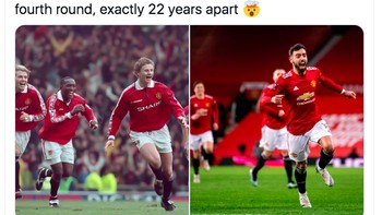 Kebetulan 22 tahun berselang, MU juga mengalahkan Liverpool di babak keempat piala FA. Foto: istimewa