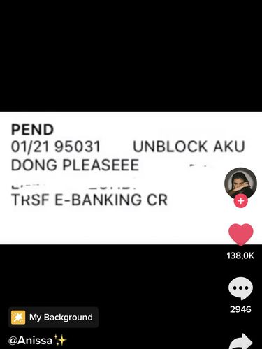 Anissa Mutiara RP yang viral di TikTok. Pacarnya meminta buka blokir di M-banking