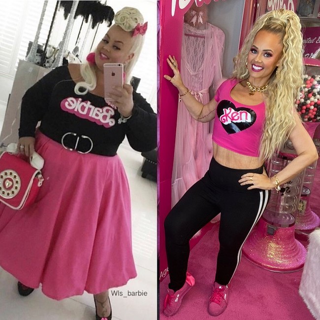 Sebelumnya, wanita bernama Kayla Lavende yang bekerja sebagai desainer kostum itu bahkan sampai harus memesan dua tiket pesawat karena obestitas yang dialaminya. Kayla yang dulu biasanya selalu menggunakan pakaian berukuran XXXL kini sudah bisa mengenakan ukuran 8. Foto: Instagram/@wls_barbie
