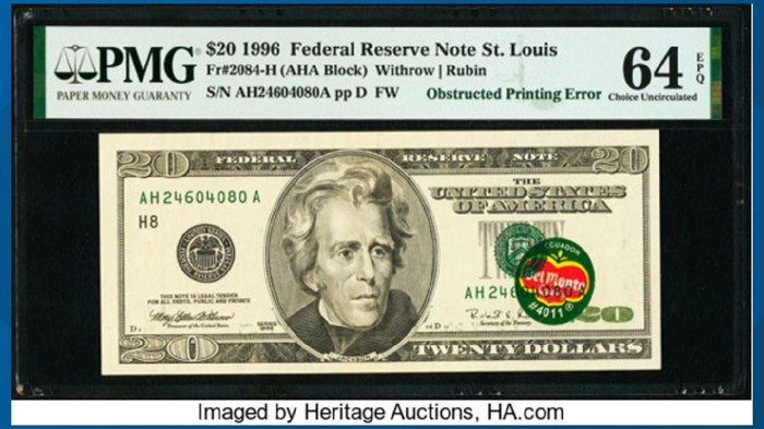 Gokil! Uang US$ 20 Berstiker Del Monte Dilelang Rp 5 M