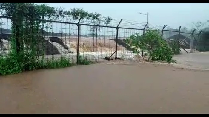 Kondisi banjir di area lahan pembangunan bandara Purbalingga, Rabu (27/1/2021).
