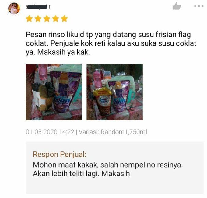 Pesan Detergen Lewat Toko Online Tapi yang Dikirim Susu Cokelat