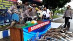 Ratusan Knalpot Brong Digergaji Polisi di Boyolali