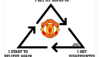 Fans MU pun kembali ke lingkaran setan. Sempat berharap kemudian dikecewakan kemudian yakin lagi dan seterusnya. Foto: istimewa