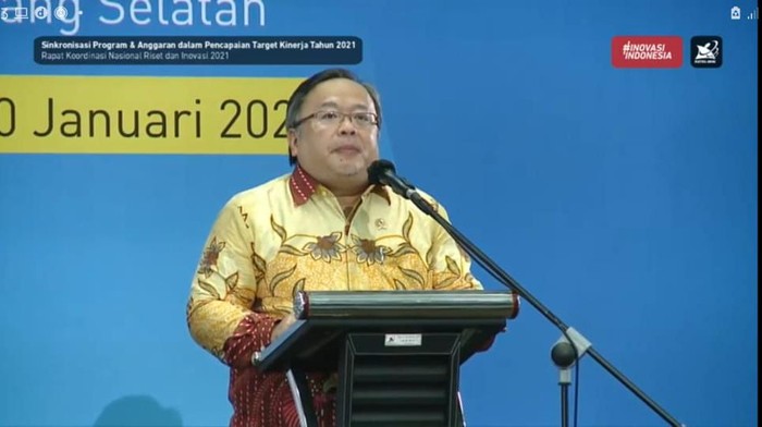 Menristek/Kepala BRIN, Bambang PS Brodjonegoro memaparkan prioritas ristek 2021