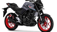Yamaha MT-25 dengan warna Metallic Dark Grey lebih bergaya trendy dan modern. Motor MT-25 watna Metallic Dark Grey ini didukung warna velg oranye yang mempertegas tampilan sesuai tren. Foto: Dok. Yamaha Indonesia
