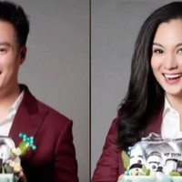 Ini penampilan Baim Wong kalau menjadi seorang wanita. Dengan rambut panjangnya, wajah Baim Wong jadi sukses bikin pangling. Foto: TikTok/@tahirrajaplatinum