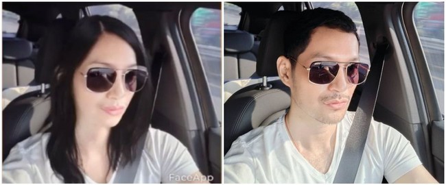 Kalau yang ini giliran Evan Sanders. Beberapa netizen menyebut kalau hasil editan wajah Evan Sanders malah membuatnya terlihat seperti Sari Nila, lawan mainnya di sinetron Ikatan Cinta. Foto: Instagram/@fansaryasaloka6; Instagram/@iam.evansanders