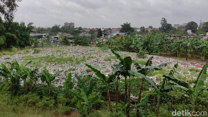 Sampah seluas lapangan bola di Kampung Caman, Jakasampurna, Kota Bekasi, 29 Januari 2021. (Taufieq Renaldi Arfiansyah/detikcom)