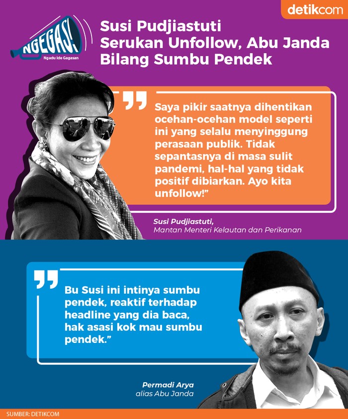 Susi Pudjiastuti vs Abu Janda (Dok. Tim Infografis detikcom)