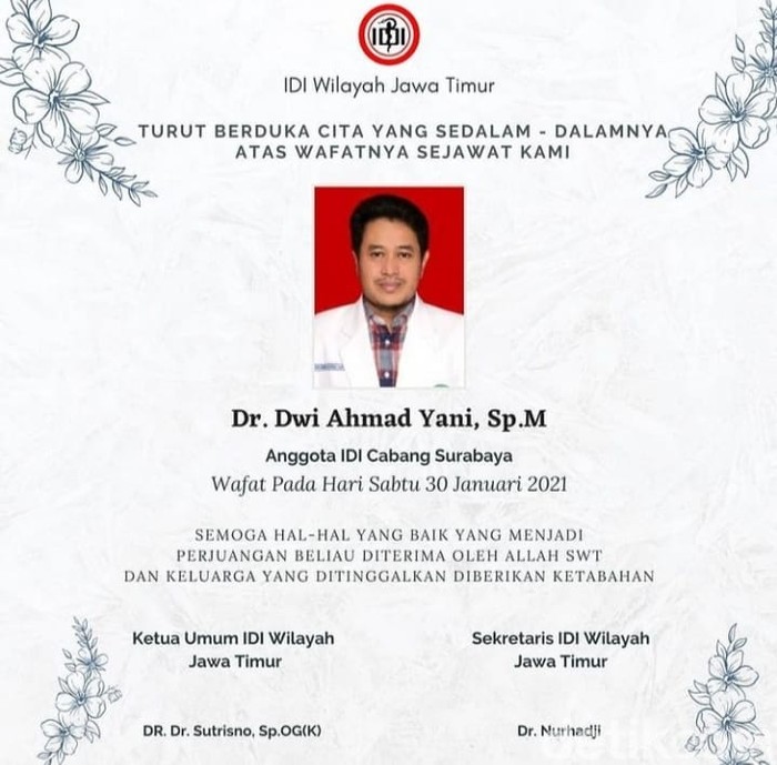 Dokter Spesialis Mata di Surabaya Meninggal Positif COVID-19