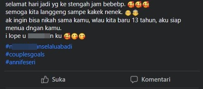 Walaupun masih 13 tahun tapi udah yakin banget nih sama pasangannya. Couple goals banget nggak nih? Foto: Facebook/Kementrian Humor Indonesia