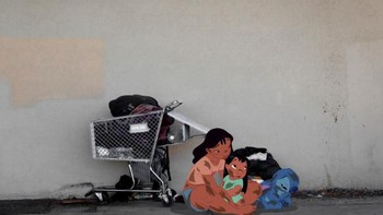 Lilo and Stitch dan pengungsian. Foto: Jeff Hong via Sadanduseless