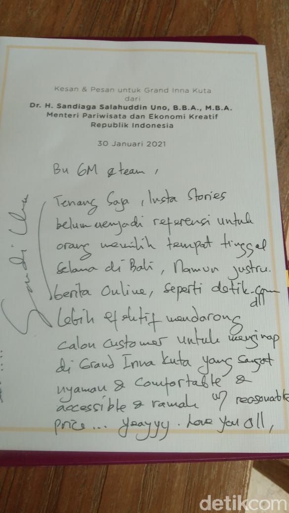 Menparekraf Sandiaga Uno