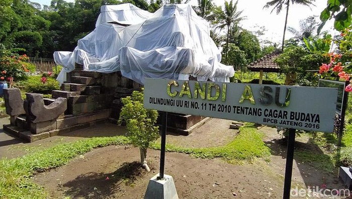 Antisipasi Hujan Abu, Candi di Lereng Merapi Ditutupi Plastik Candi Asu di Desa Sengi, Kecamatan Dukun, Kabupaten Magelang, Jawa Tengah, ditutup dengan plastik. Penutupan candi dengan plastik tersebut untuk mengantisipasi terjadinya hujan abu dari Gunung Merapi.