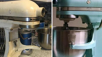 Sebuah Mixer bermerek Kitchenaid dari tahun 1970-an dibeli murah dan kemudian dipercantik untuk digunakan lagi. Foto: Bored Panda