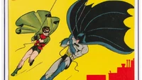 Sampul komik Batman volume pertama dari 1940 menjadi karya seni termahal dengan angka Rp 30,9 miliar. Gambarnya menampilkan Batman dan Robin yang tengah berayun bersama-sama di atas langit kota Gotham. Foto: Heritage Auctions/ Istimewa
