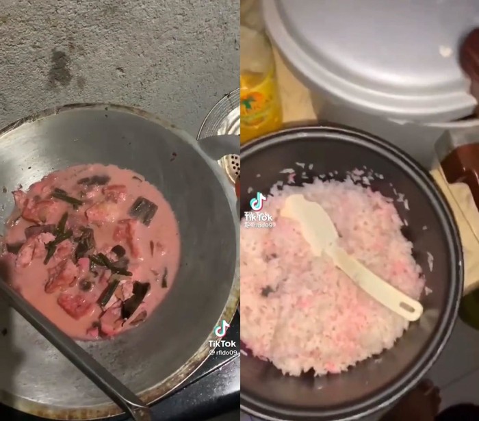 Unik! Satu Keluarga Ini Hobi Masak Nasi hingga Sayur Tahu Warna Pink