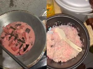 Unik! Satu Keluarga Ini Hobi Masak Nasi hingga Sayur Tahu Warna Pink