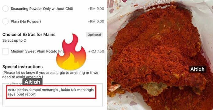 pesanan ayam pedas sampai menangis