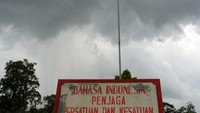 Semangat NKRI di Tugu Perbatasan Sota, Merauke, RI-PNG