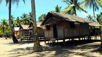 Profil arsitektur di Desa Kekwa. strukturnya menggunakan kayu bakau.