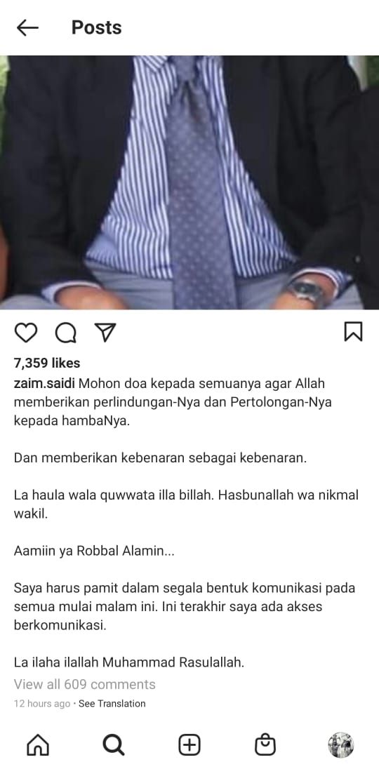 Tangkapan layar akun Instagram Zaim Saidi (Instagram)