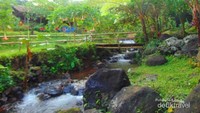 Jembatan bambu di taman sekitar Curug Sadim