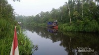 Suasana pagi hari, saat kapal masih merapat salah satu sisi Sungai Sekonyer